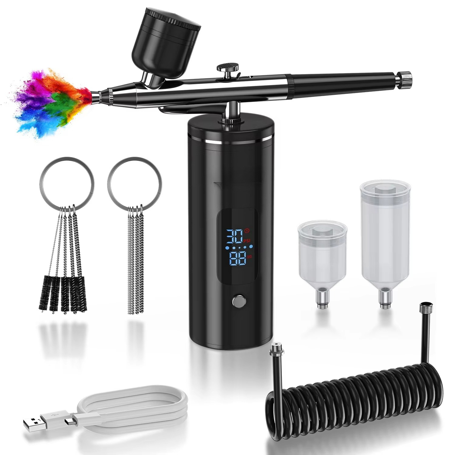 Airbrush Compressor Kit - 충전식 무선 에어브러시 키트(컴프레셔 포함) 휴대용