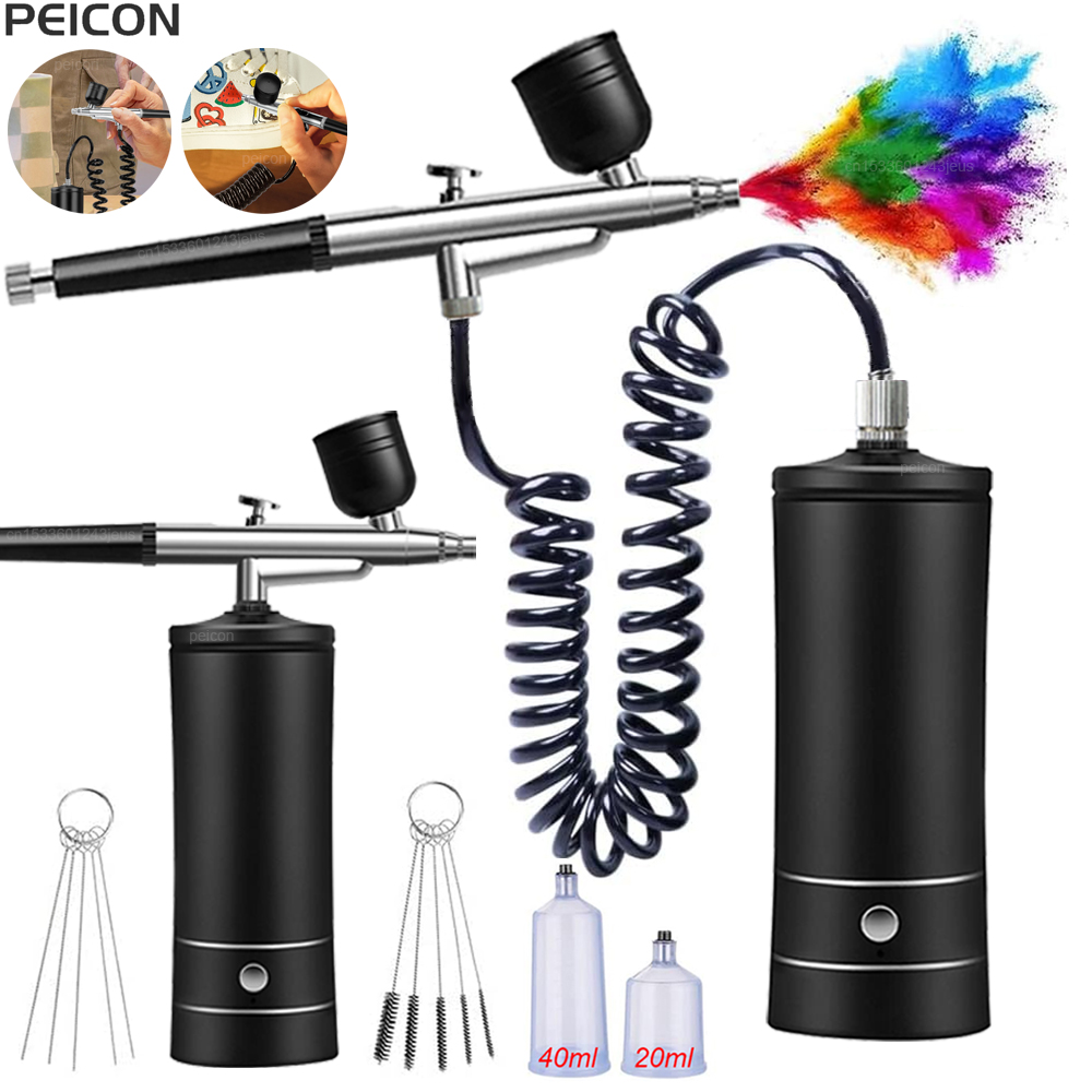 Airbrush Compressor Kit - 휴대용 무선 에어브러시 페인트 스프레이 미니