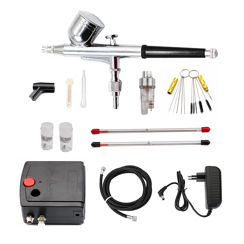 Airbrush Compressor Kit - 듀얼 액션 스프레이 건, 컴프레서를 사용하는