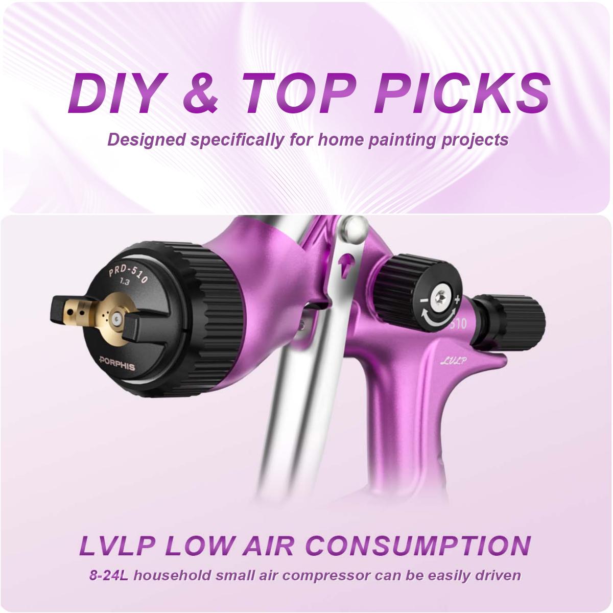 Airbrush Compressor Kit - 오리지널 PORPHIS PRD-510 페인트건 LVLP 스프레이건